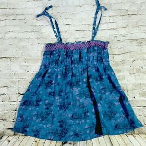 Free People | Asian Floral Print Smocked Strap Top